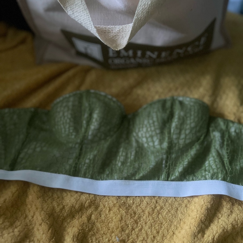 Green and White Bustier Top